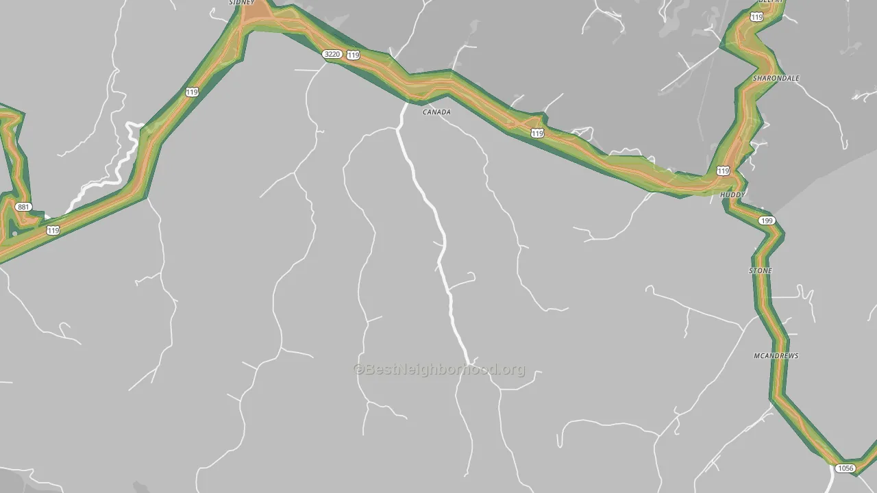 41519, KY Map of Noise Levels in 41519