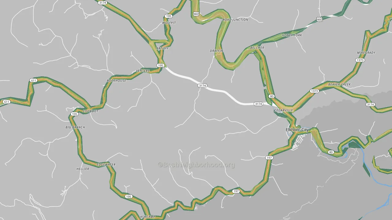 41522, KY Map of Noise Levels in 41522