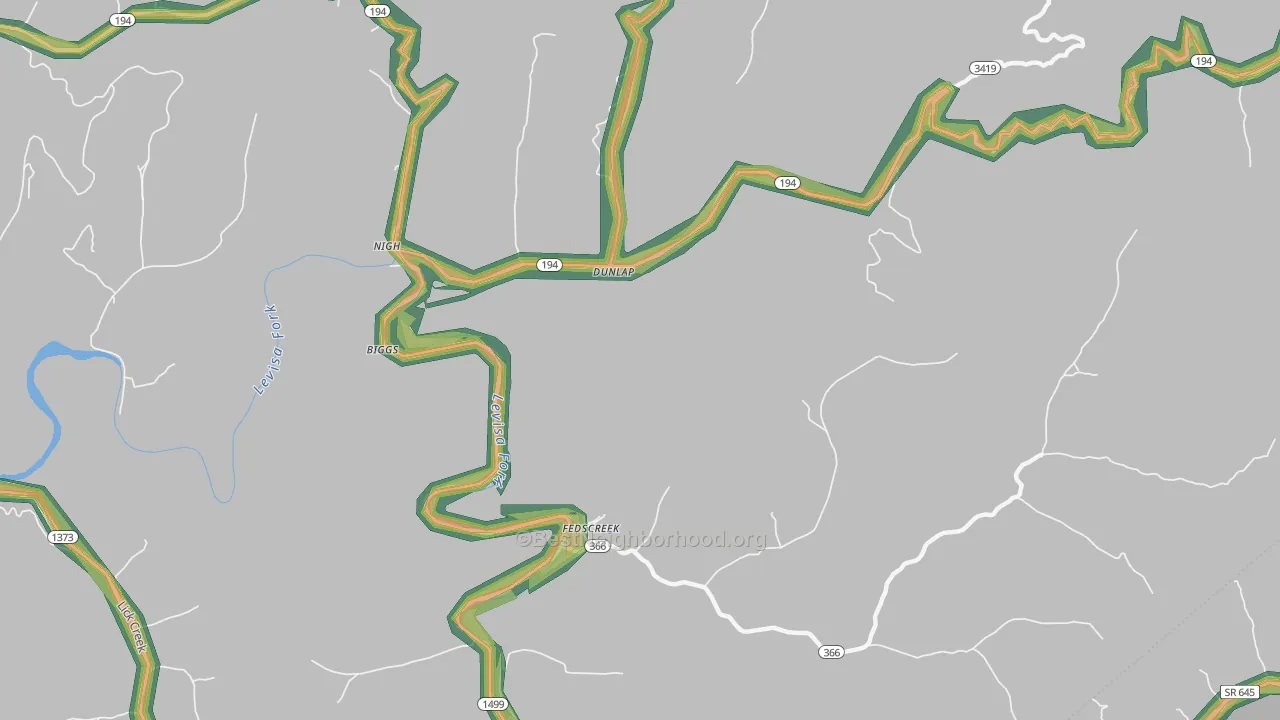 41524, KY Map of Noise Levels in 41524