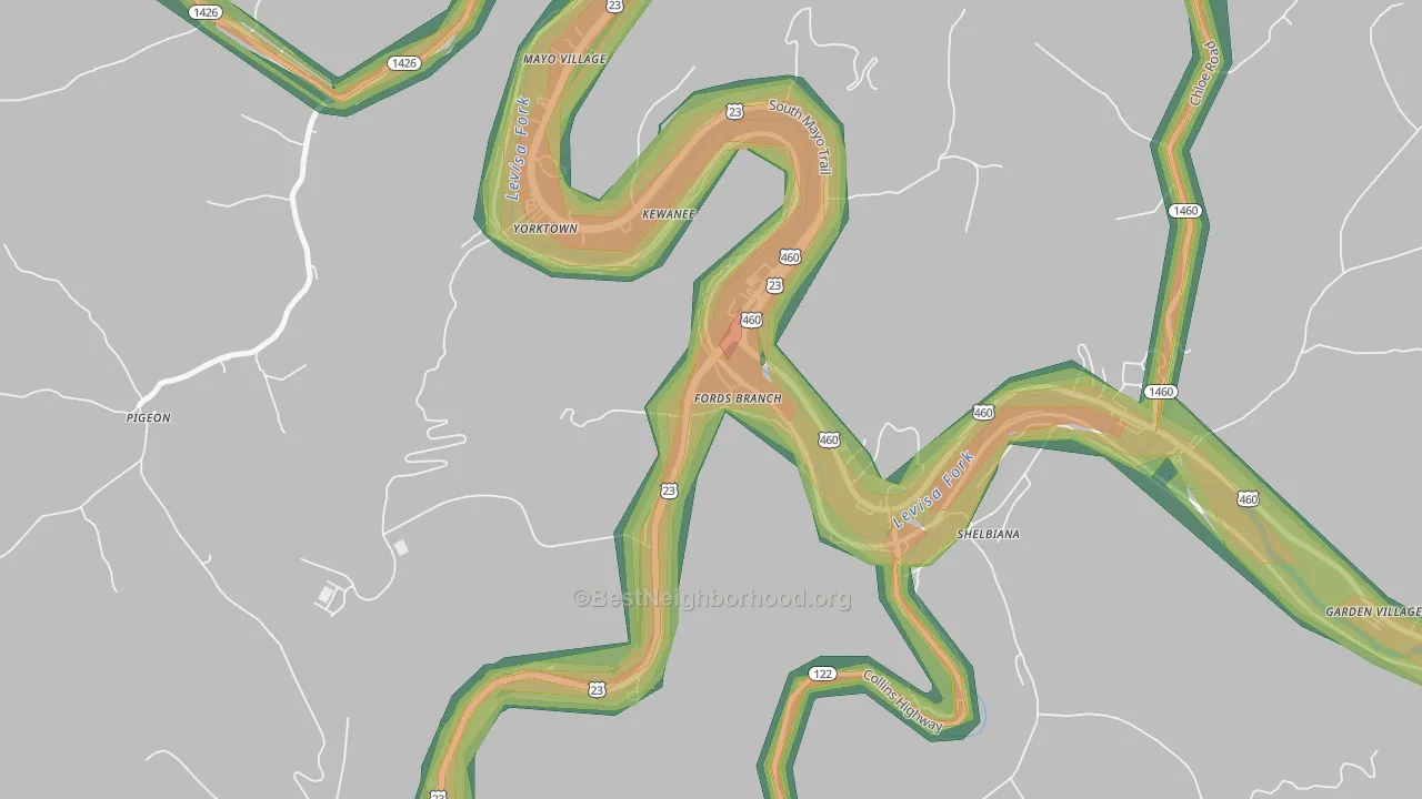 41526, KY Map of Noise Levels in 41526
