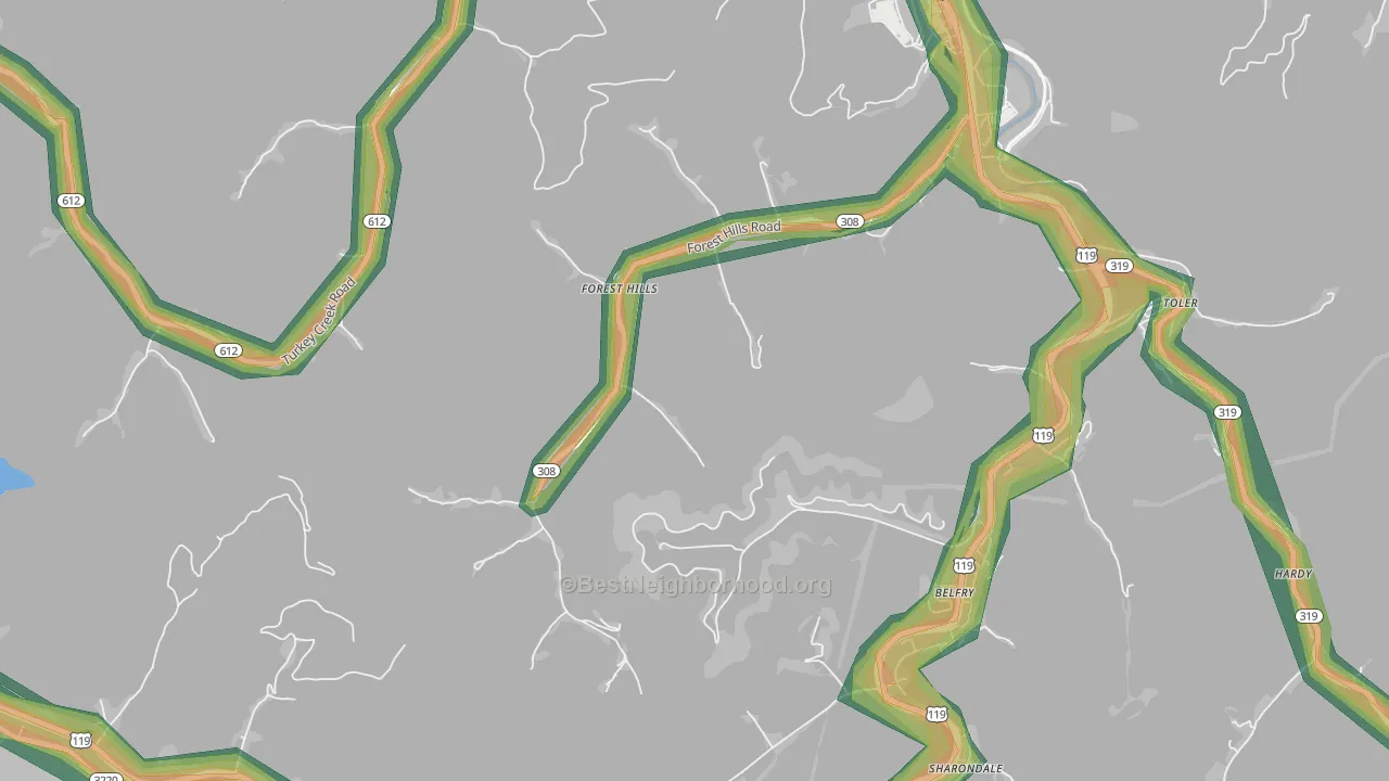 41527, KY Map of Noise Levels in 41527