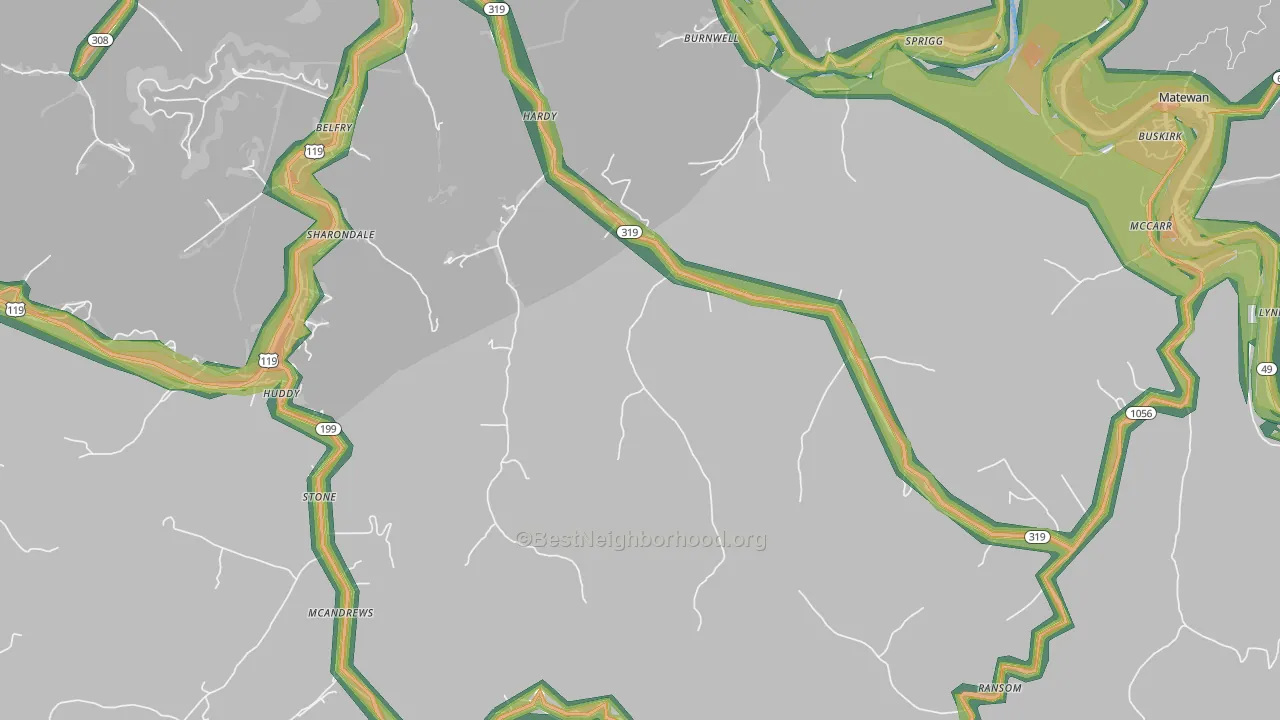 41531, KY Map of Noise Levels in 41531