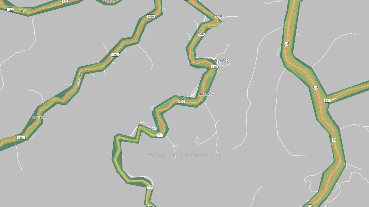 41538, KY Map of Noise Levels in 41538