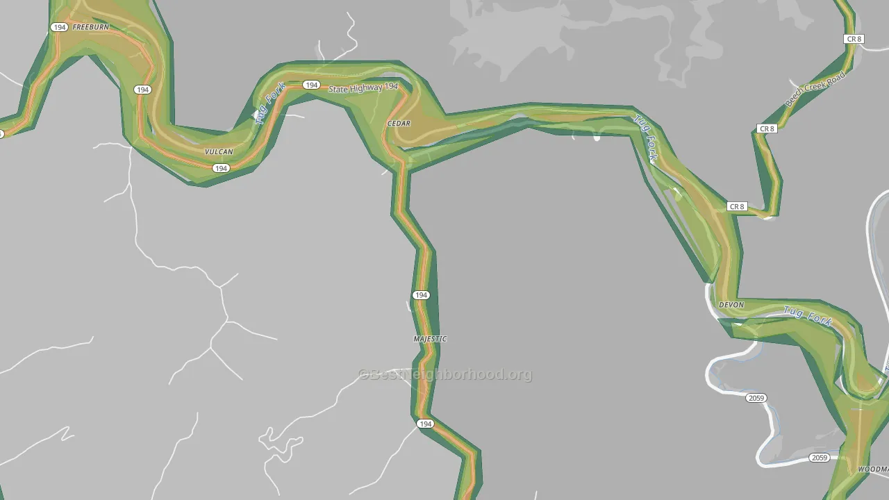 41547, KY Map of Noise Levels in 41547
