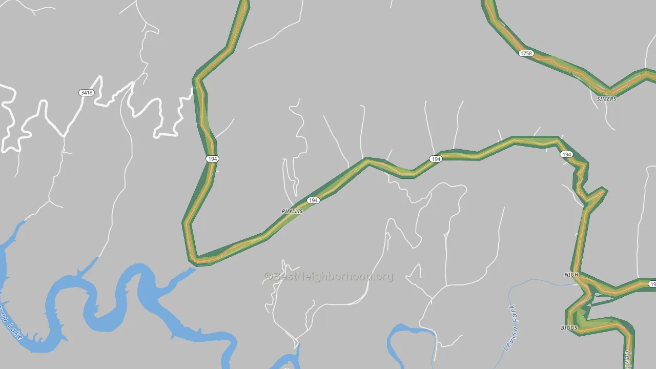 41554, KY Map of Noise Levels in 41554
