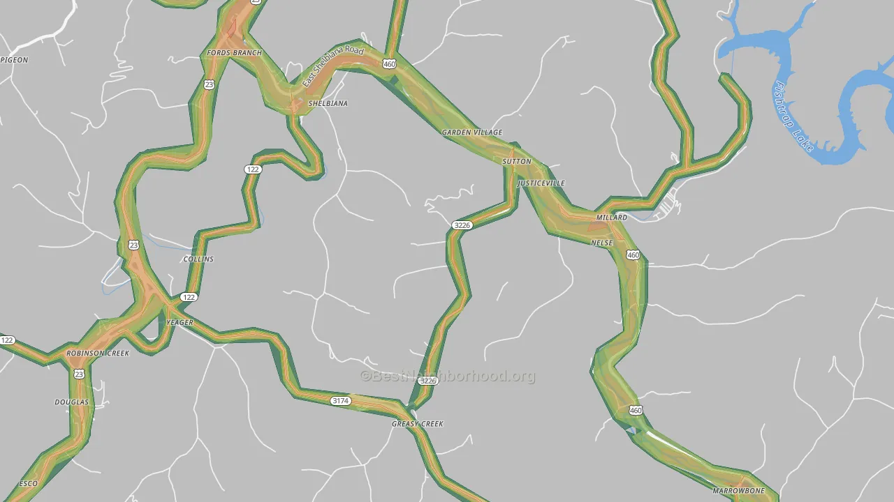 41562, KY Map of Noise Levels in 41562