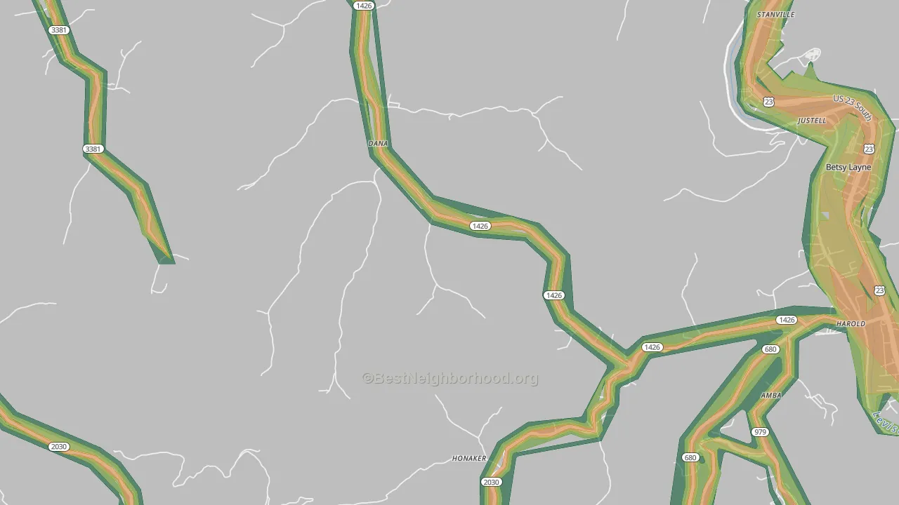 41615, KY Map of Noise Levels in 41615