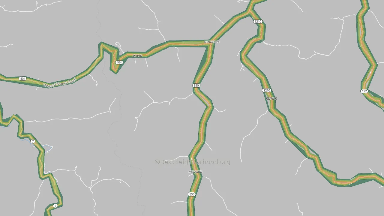 41616, KY Map of Noise Levels in 41616