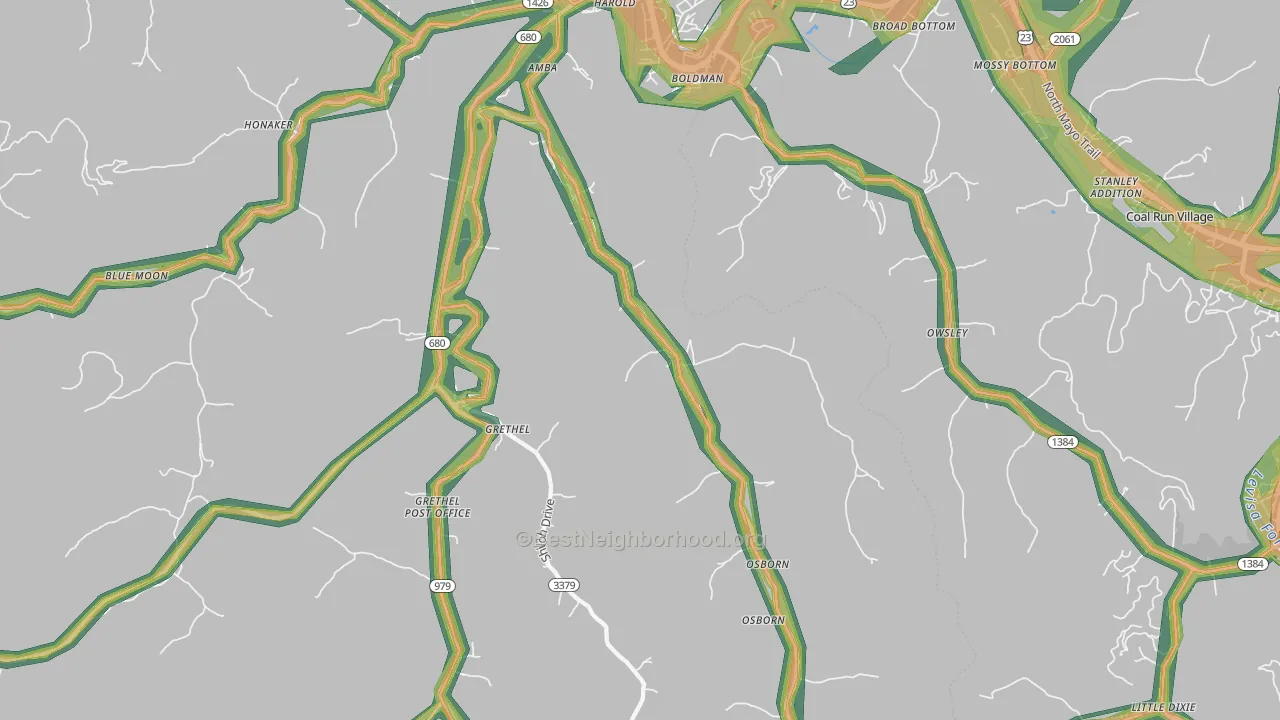 41635, KY Map of Noise Levels in 41635