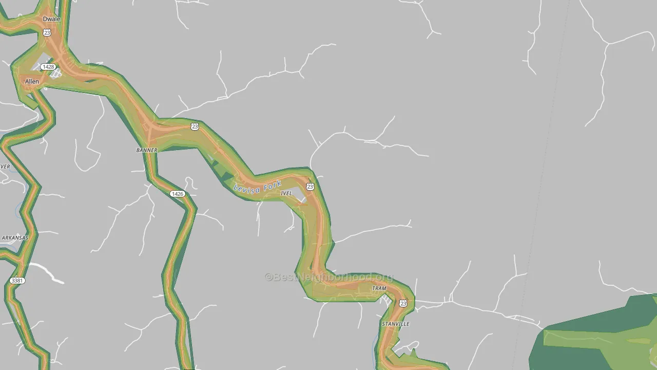 41642, KY Map of Noise Levels in 41642