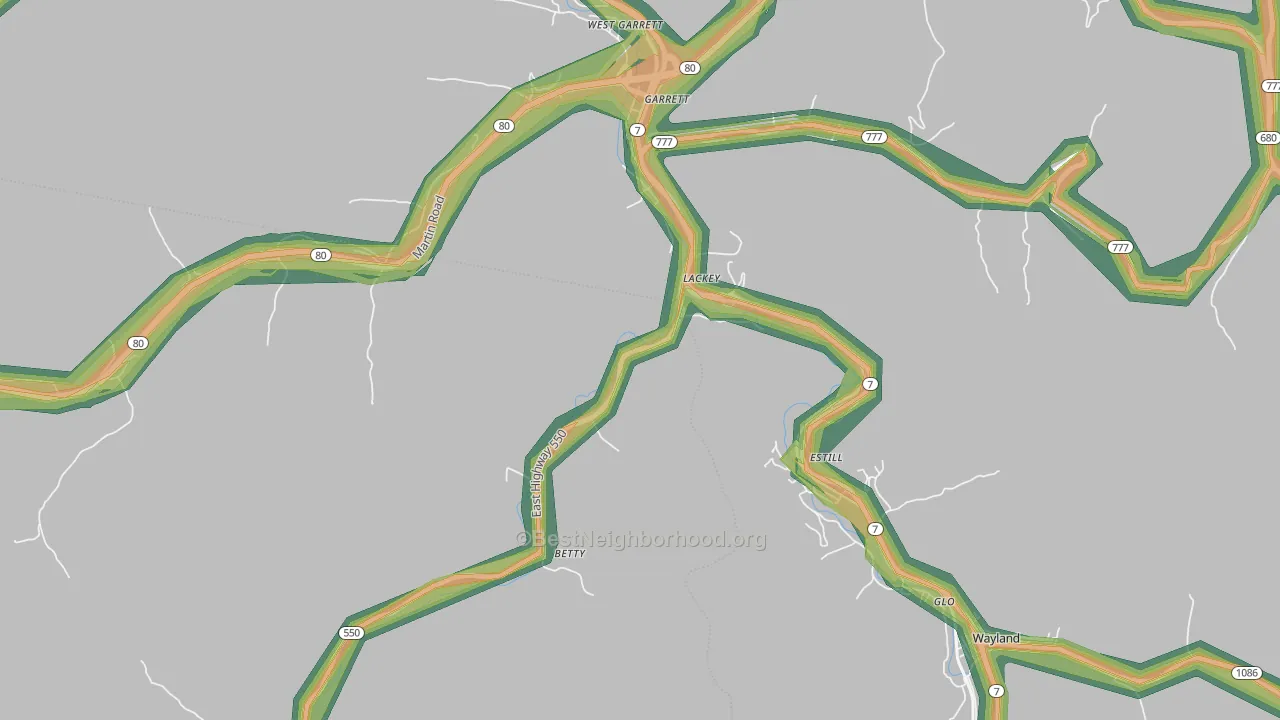 41643, KY Map of Noise Levels in 41643