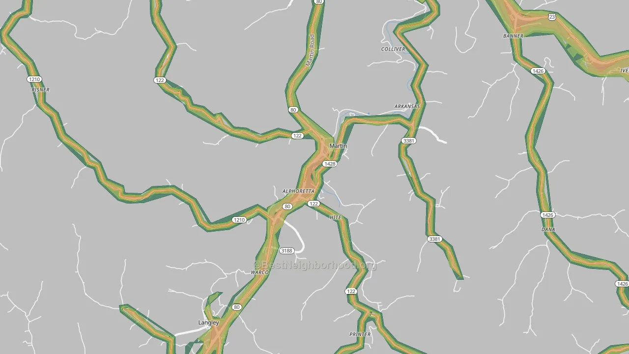 41649, KY Map of Noise Levels in 41649