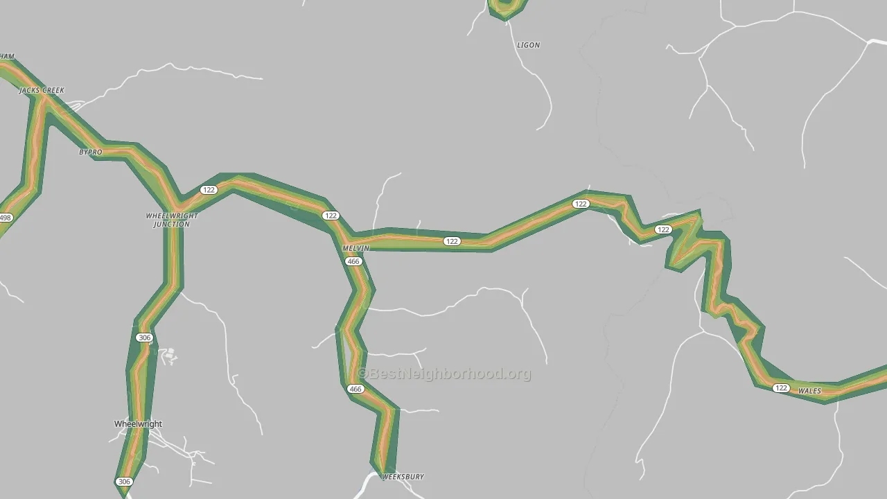 41650, KY Map of Noise Levels in 41650