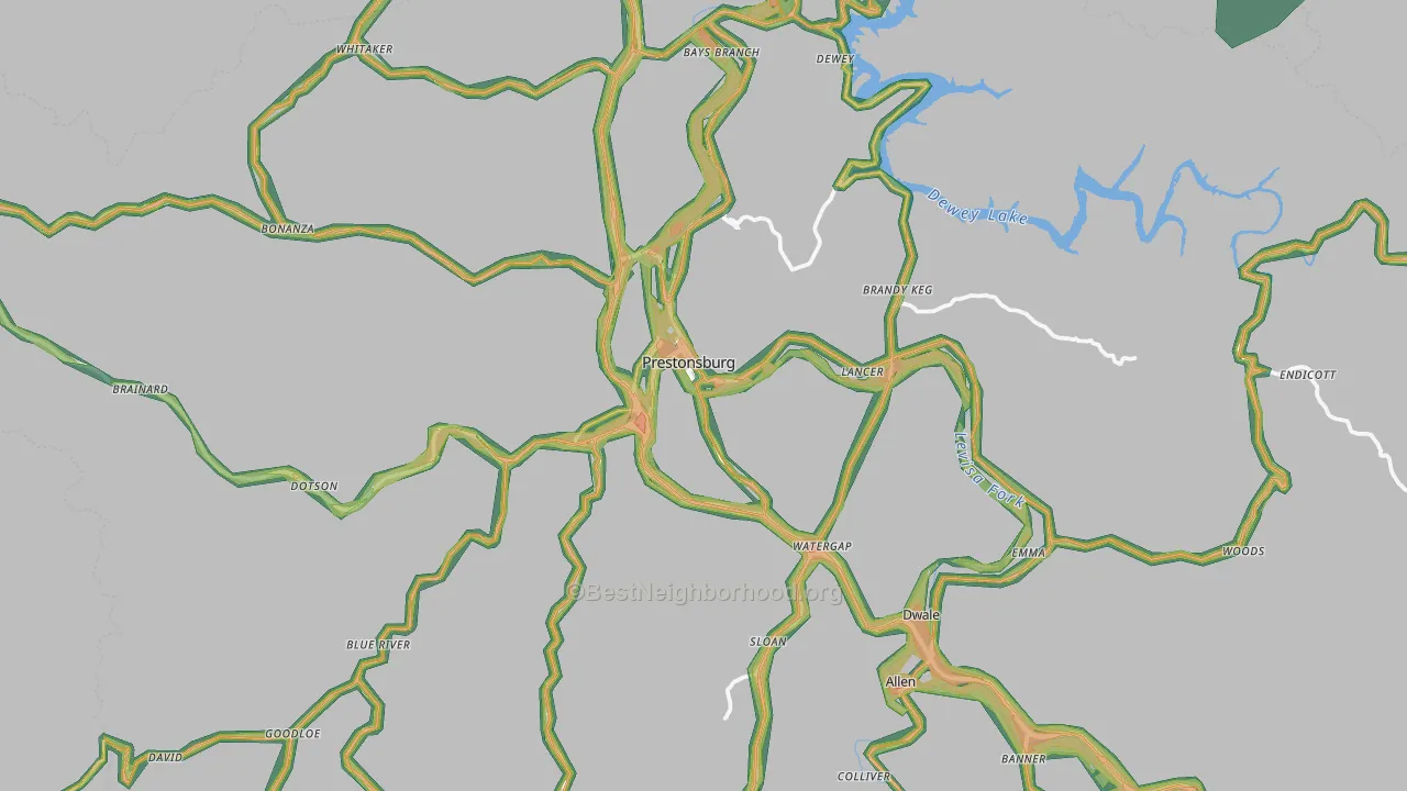 41653, KY Map of Noise Levels in 41653