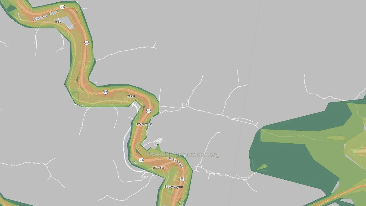 41659, KY Map of Noise Levels in 41659