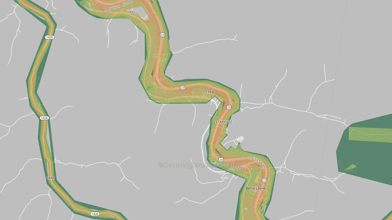 41663, KY Map of Noise Levels in 41663