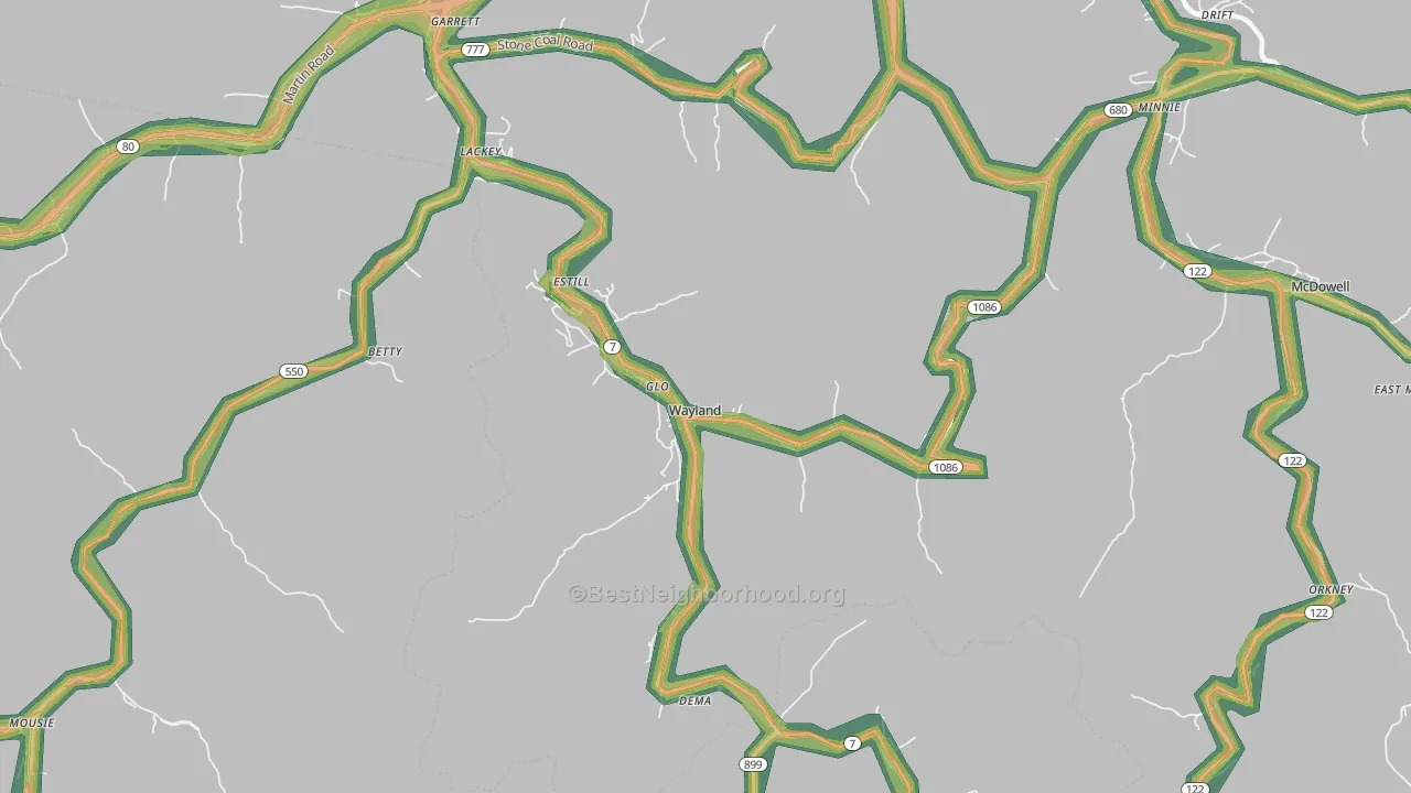 41666, KY Map of Noise Levels in 41666