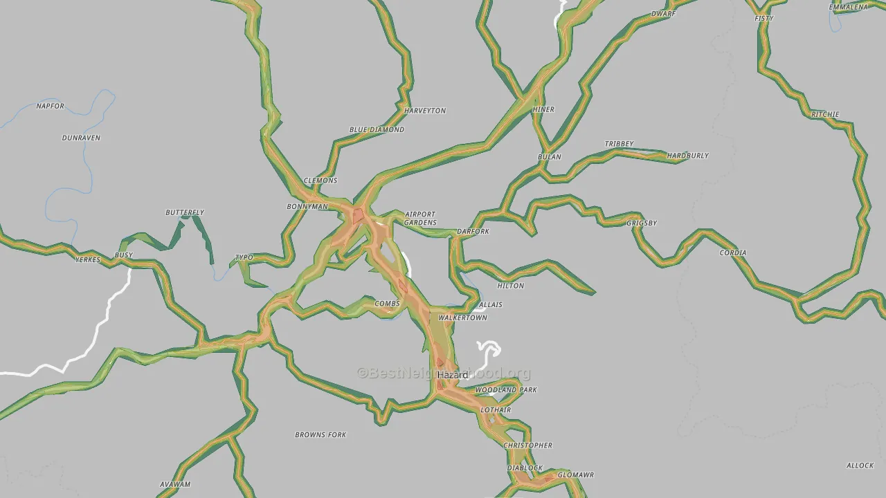 41701, KY Map of Noise Levels in 41701