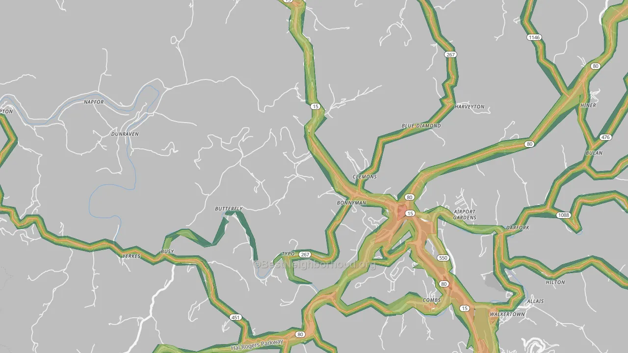 41719, KY Map of Noise Levels in 41719