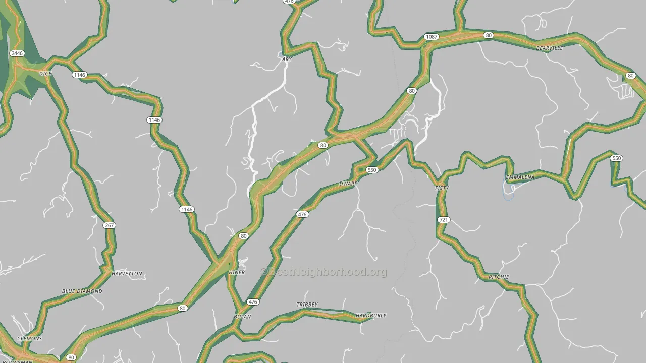 41722, KY Map of Noise Levels in 41722