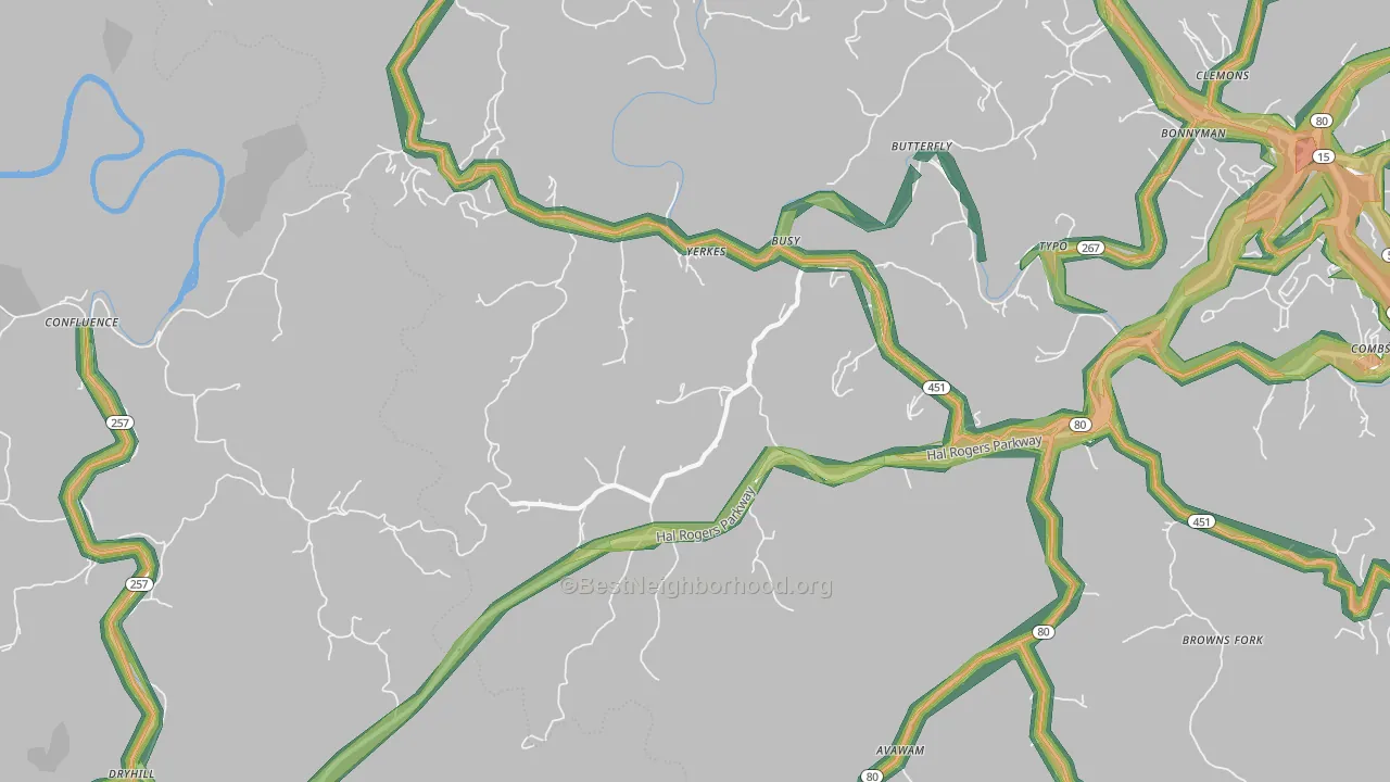 41723, KY Map of Noise Levels in 41723