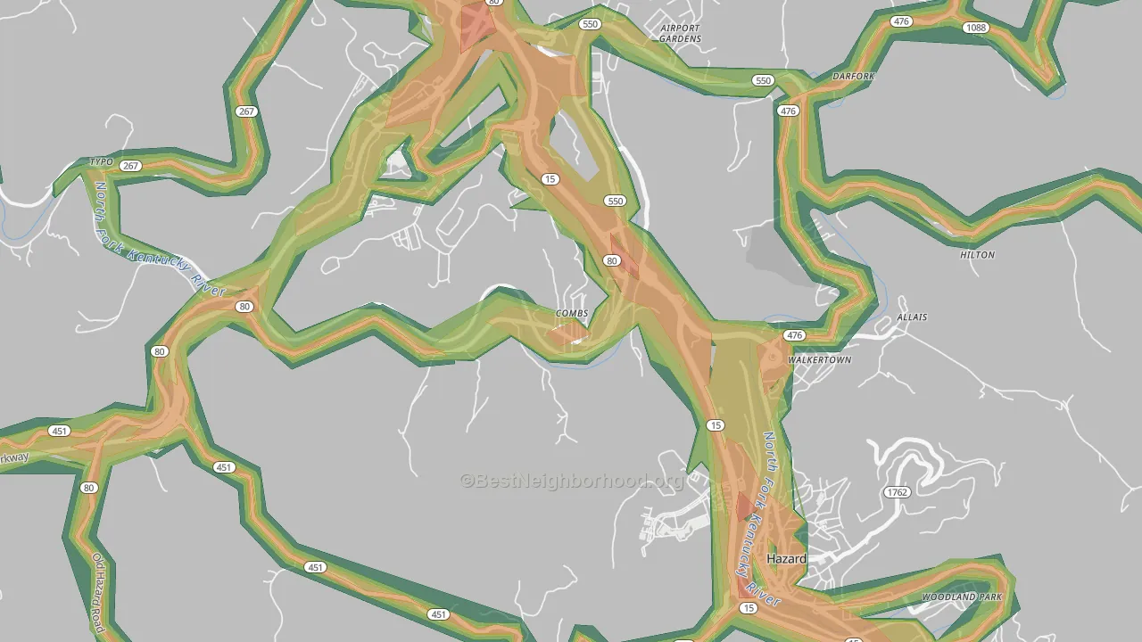 41729, KY Map of Noise Levels in 41729