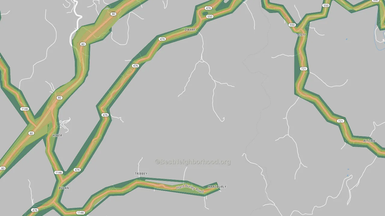 41739, KY Map of Noise Levels in 41739