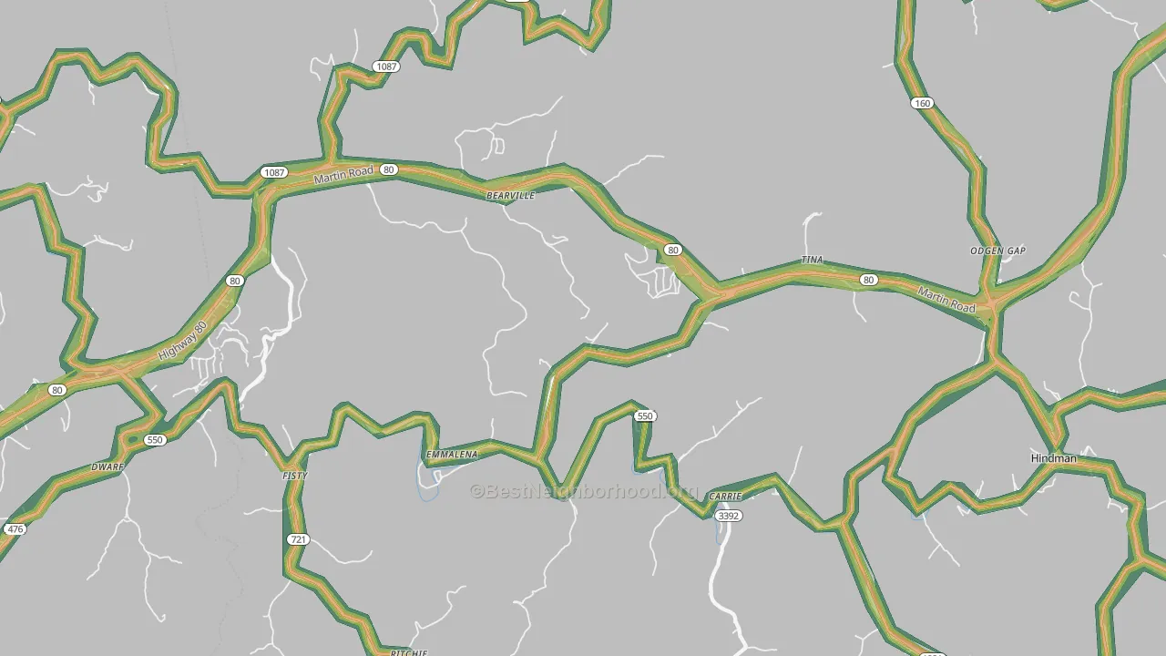 41740, KY Map of Noise Levels in 41740