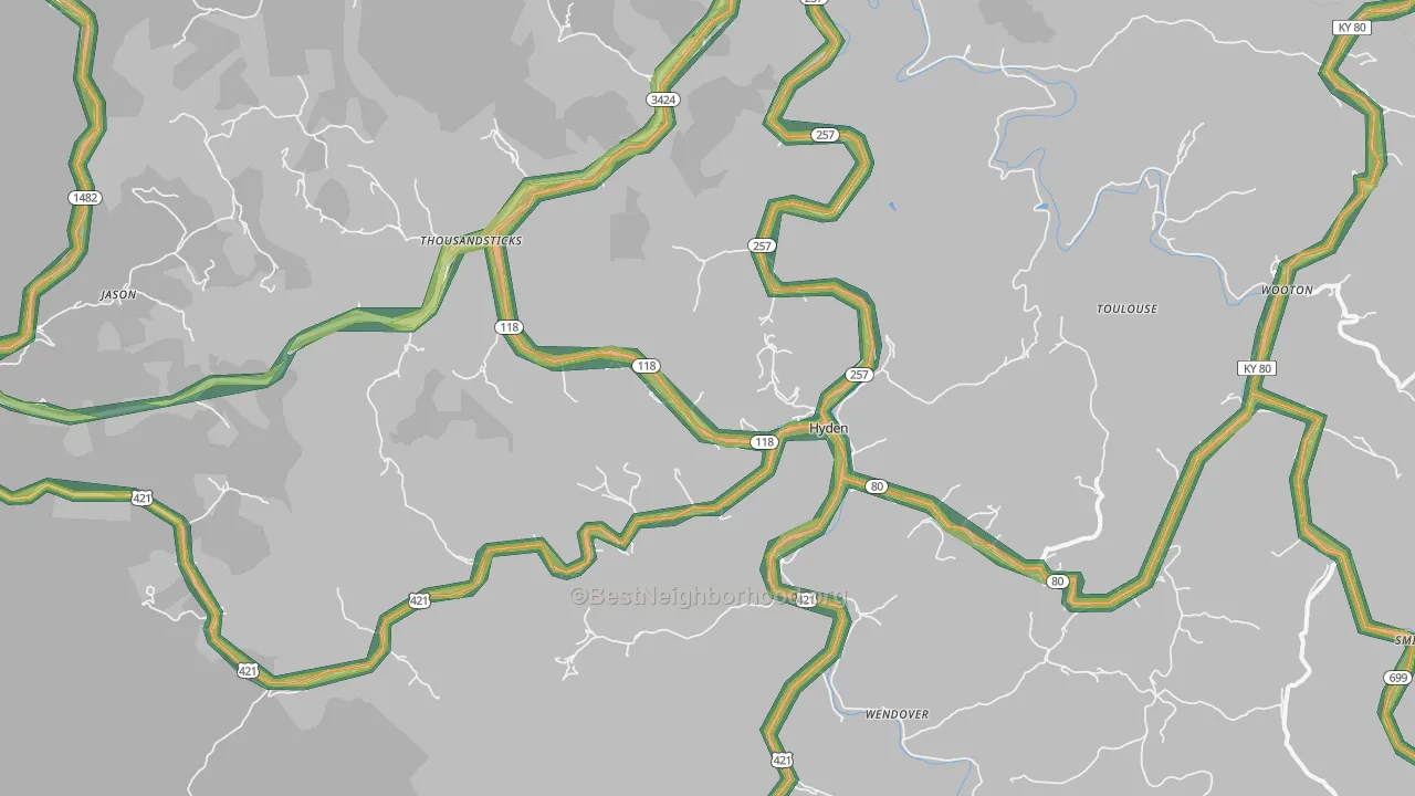 41749, KY Map of Noise Levels in 41749