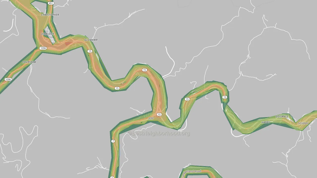 41751, KY Map of Noise Levels in 41751