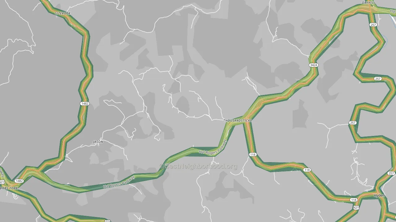 41766, KY Map of Noise Levels in 41766