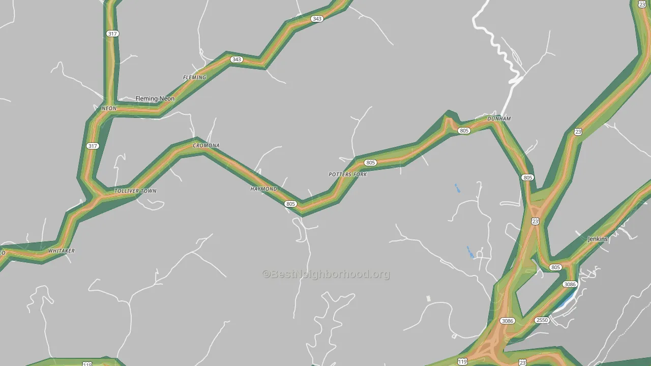 41810, KY Map of Noise Levels in 41810