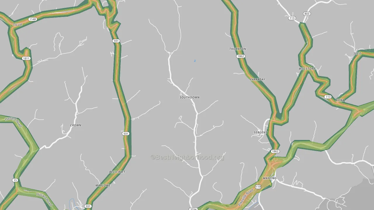 41815, KY Map of Noise Levels in 41815