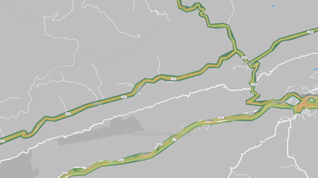 41819, KY Map of Noise Levels in 41819