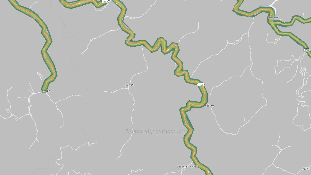 41821, KY Map of Noise Levels in 41821