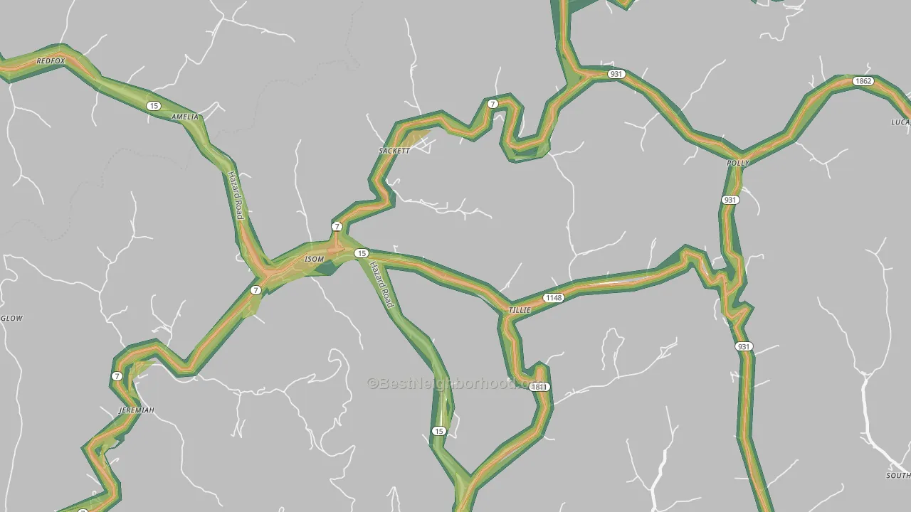 41824, KY Map of Noise Levels in 41824