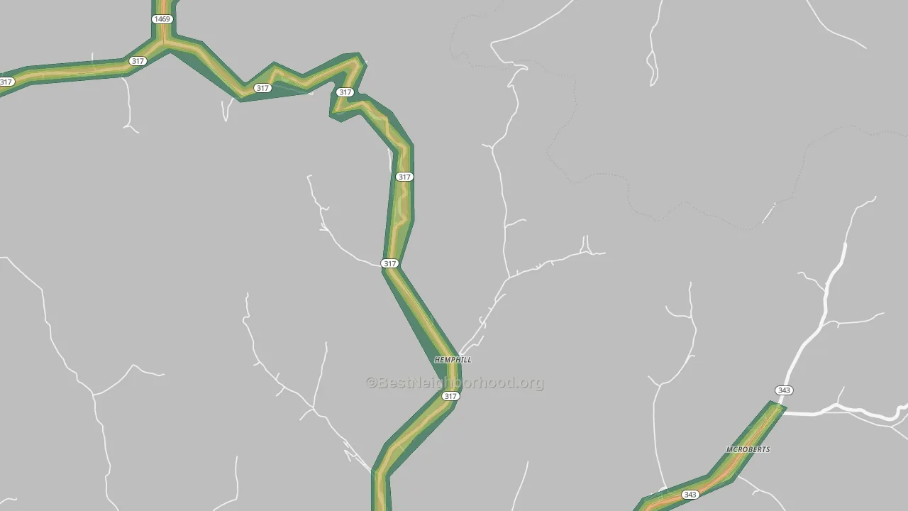 41825, KY Map of Noise Levels in 41825