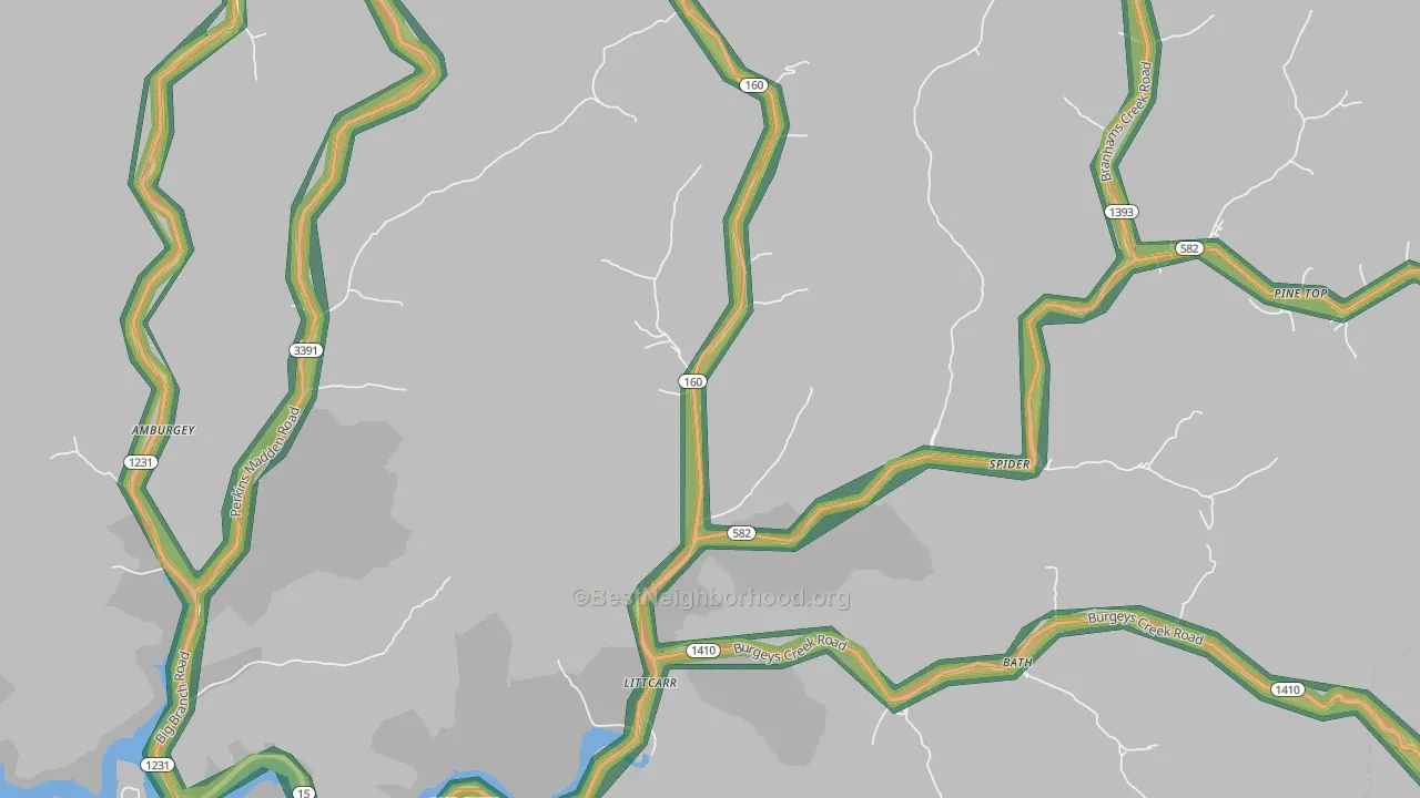 41834, KY Map of Noise Levels in 41834