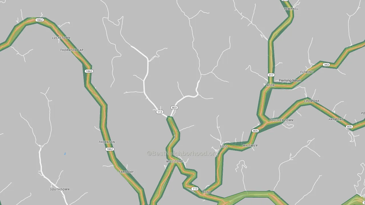 41838, KY Map of Noise Levels in 41838