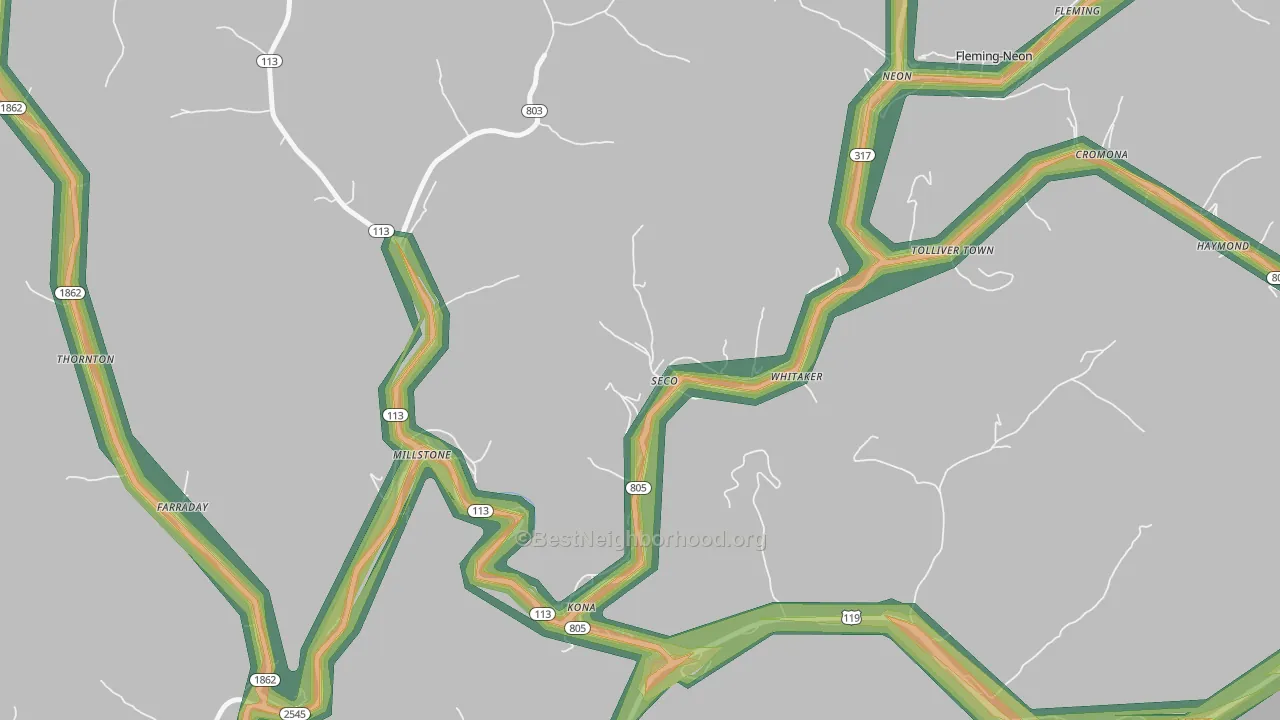 41849, KY Map of Noise Levels in 41849