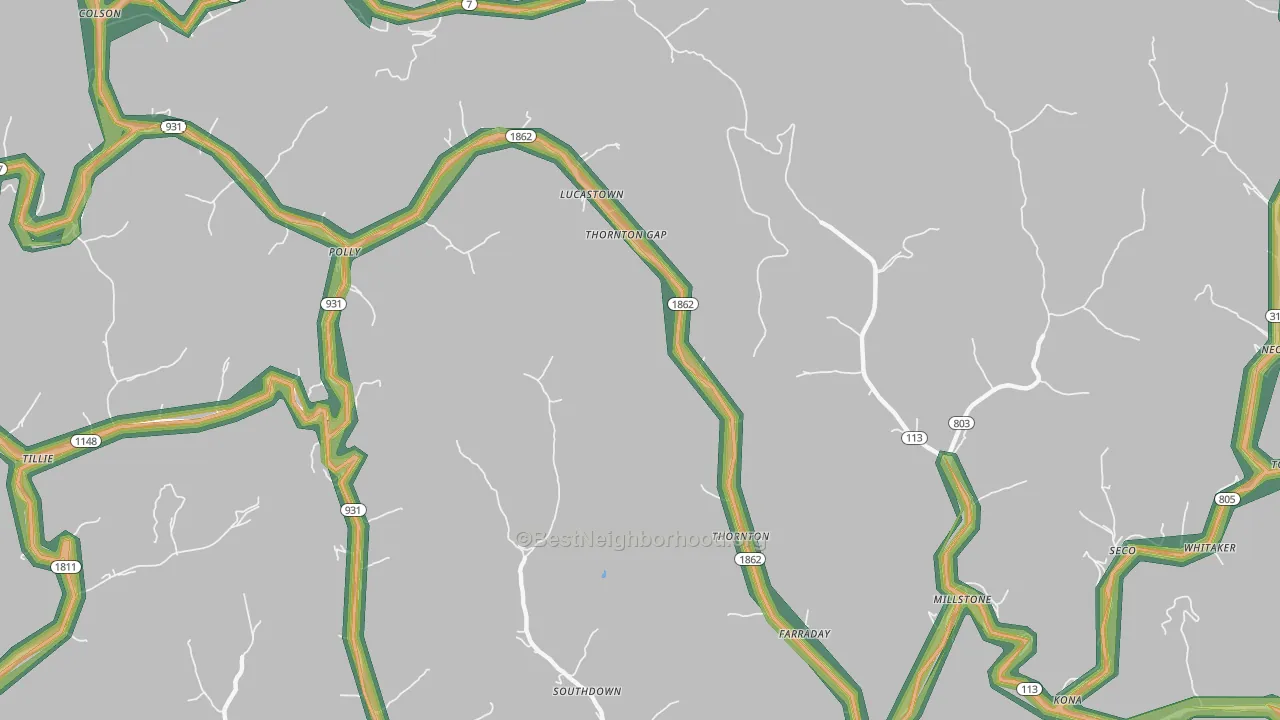 41855, KY Map of Noise Levels in 41855