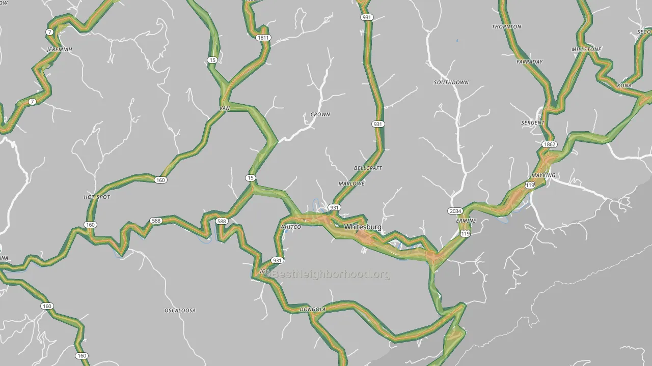 41858, KY Map of Noise Levels in 41858