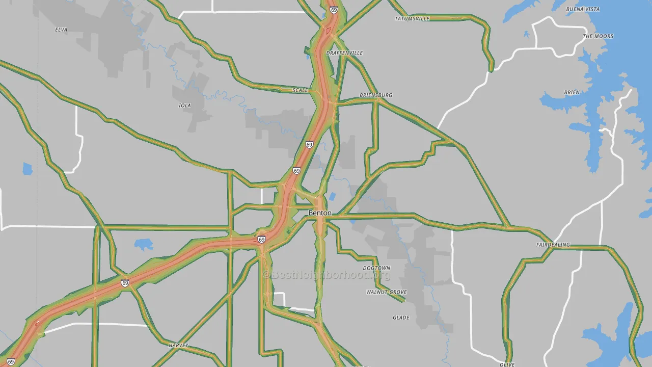 42025, KY Map of Noise Levels in 42025