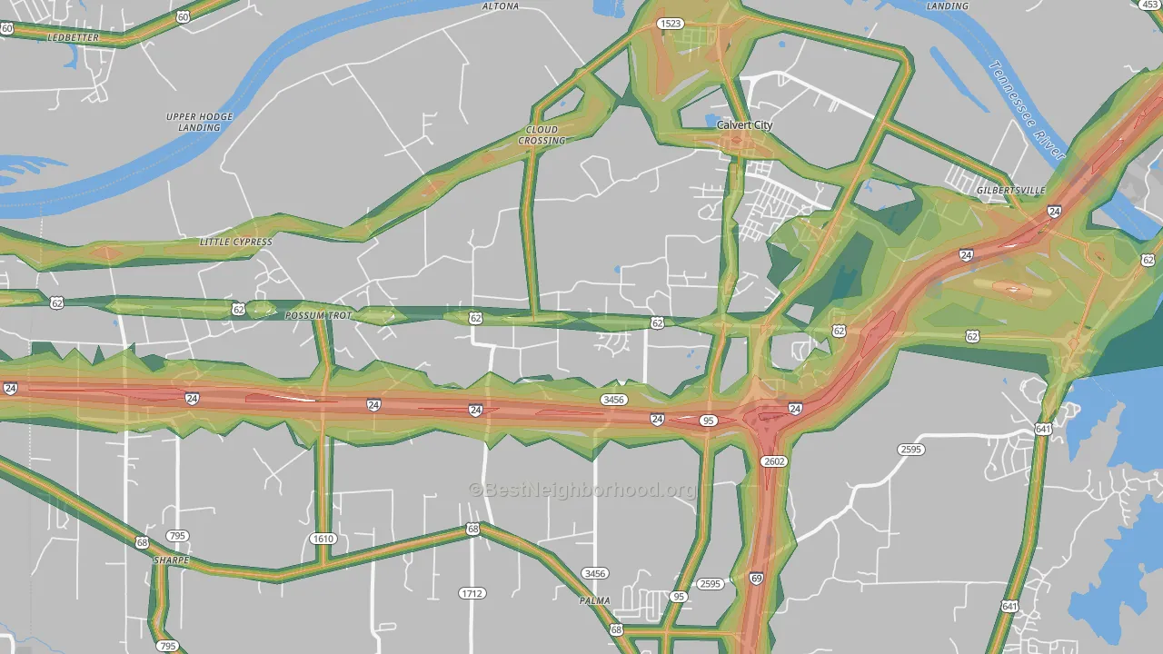 42029, KY Map of Noise Levels in 42029