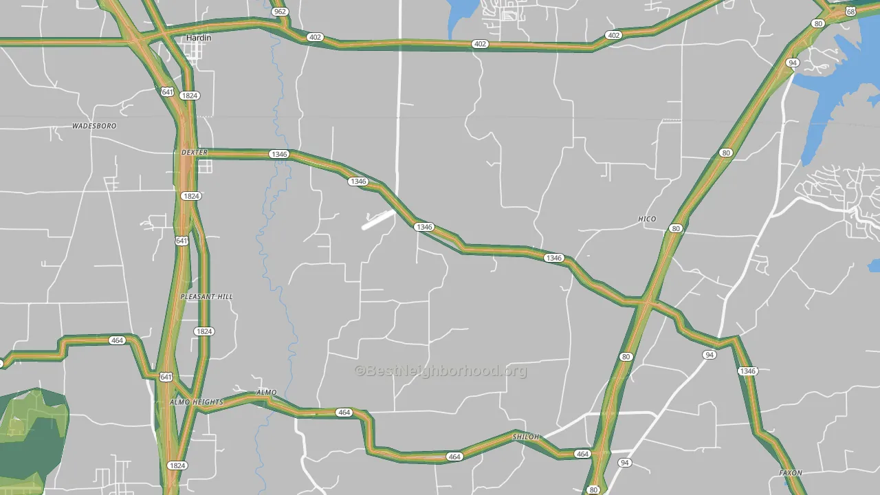 42036, KY Map of Noise Levels in 42036
