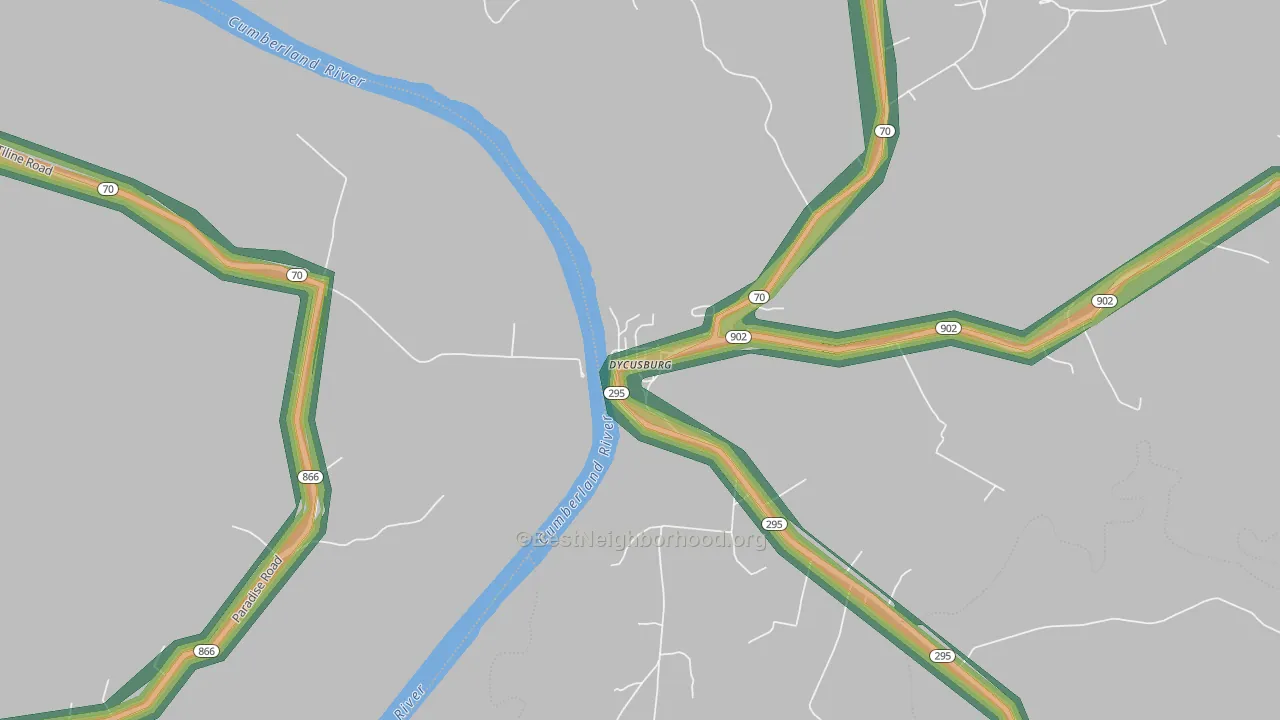 42037, KY Map of Noise Levels in 42037