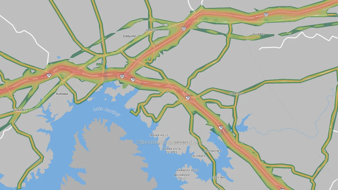 42038, KY Map of Noise Levels in 42038