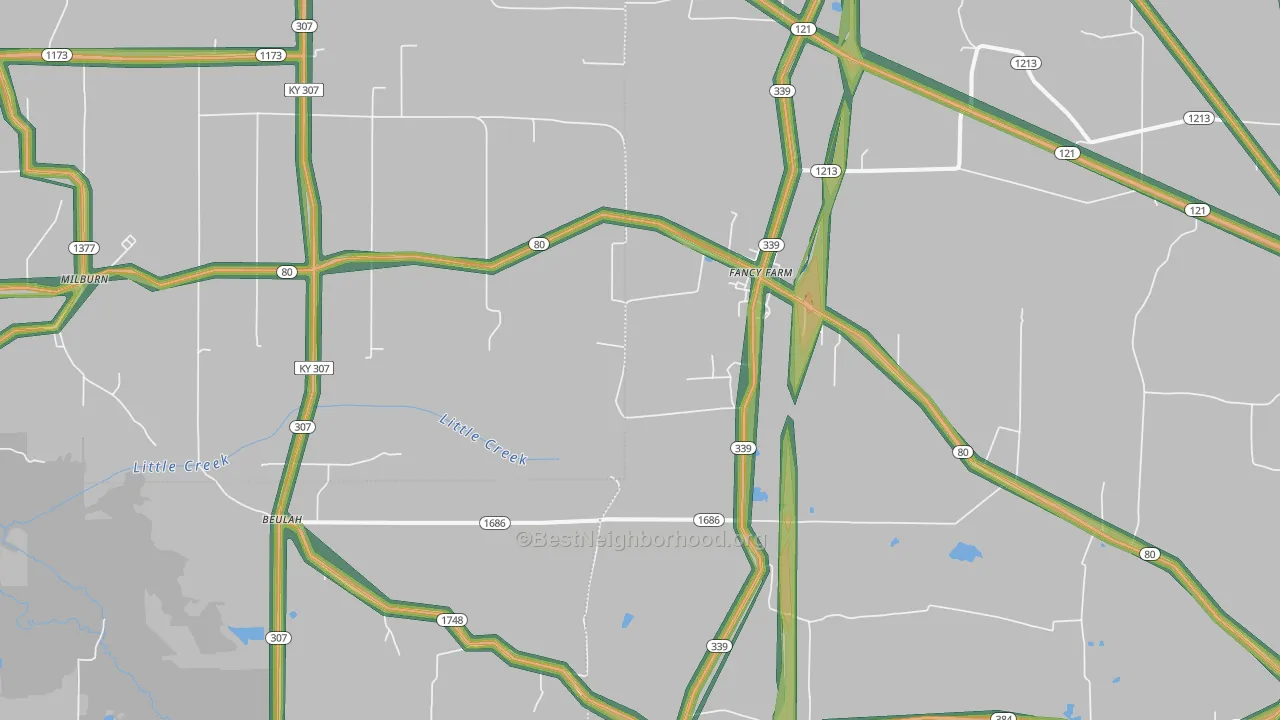 42039, KY Map of Noise Levels in 42039
