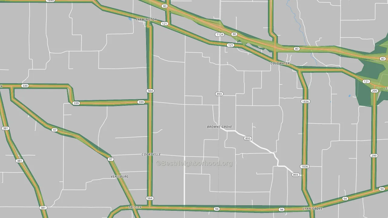42040, KY Map of Noise Levels in 42040