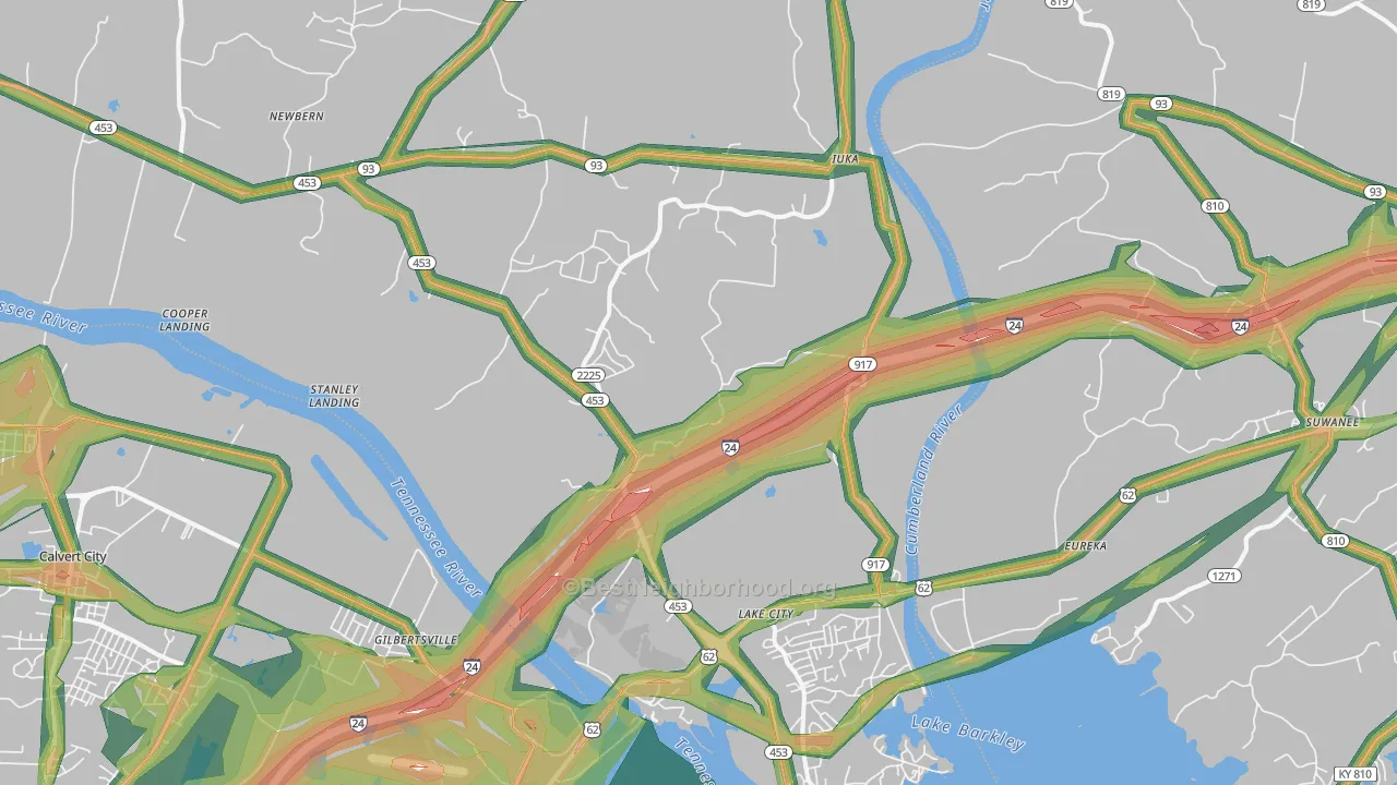 42045, KY Map of Noise Levels in 42045